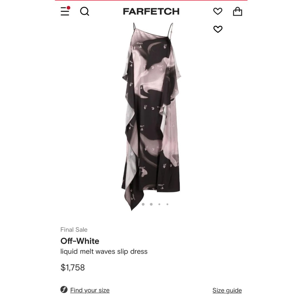 Hello I’m selling my off-white designer dress. Size 42, medium. Never worn!
